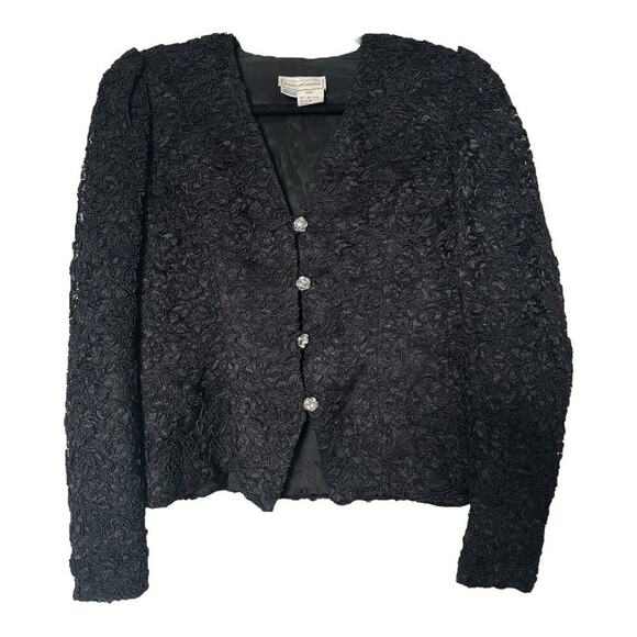 Vintage Jessica McClintock Gunne Sax Formal Bolero Jacket Lace Applique Evening - Picture 1 of 11
